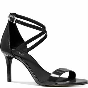 Michael Kors Ava Mid Sandal Black Patent Leather 6M NIB